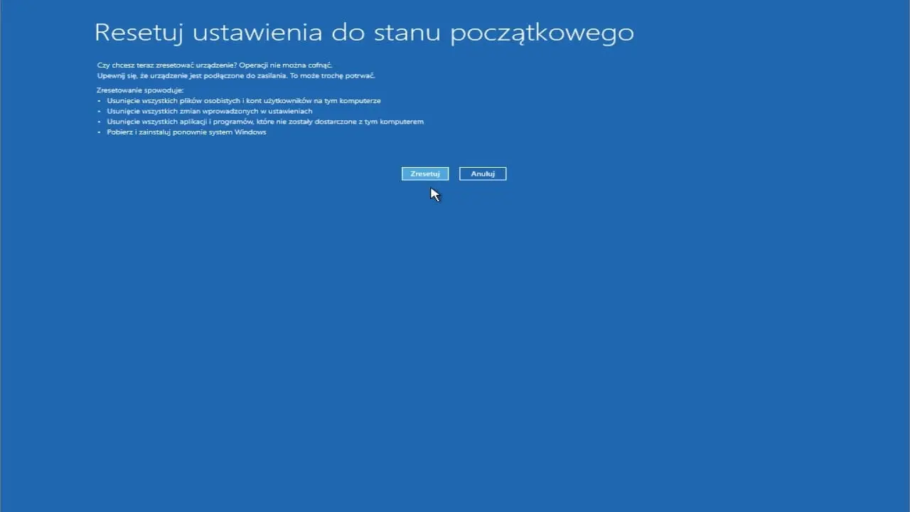 Zresetuj system Windows
